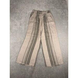 elena baldi linen pants made‎ in italy small pockets beige printed